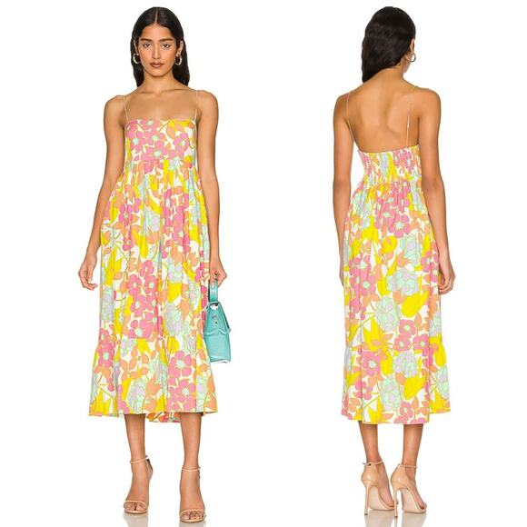 S/W/F En-Flowered Midi Dress Medium NEW